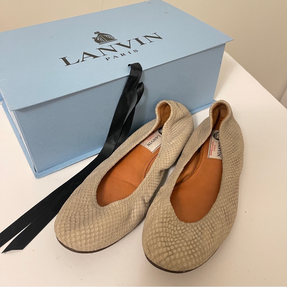 100% Authentic Lanvin ballet flat shoes  nubuck calfskin size 36.5